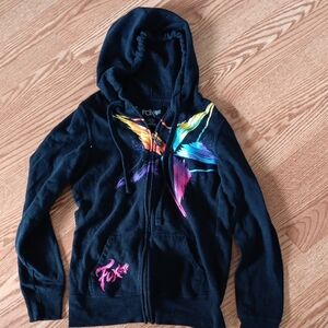 Fox Black Hoodie with Vibrant Multicolor Graphic
